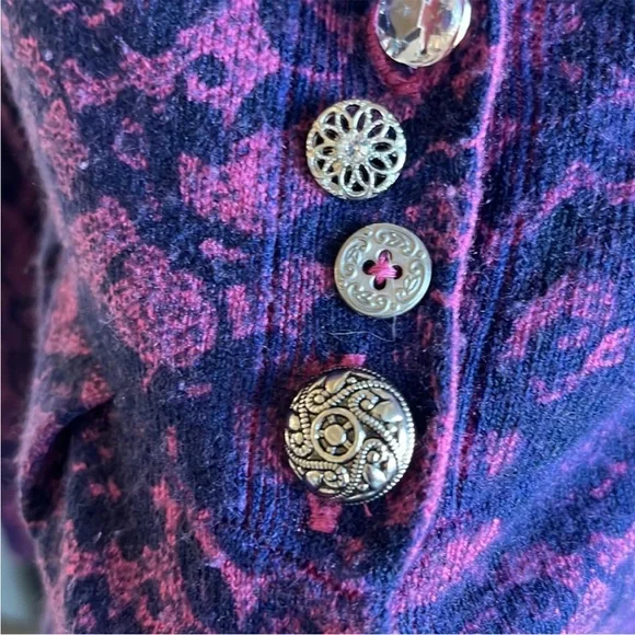 Romantic Sweater Delias Vintage Purple Peplum Top Sweater Cardigan Womens M - Picture 7 of 15